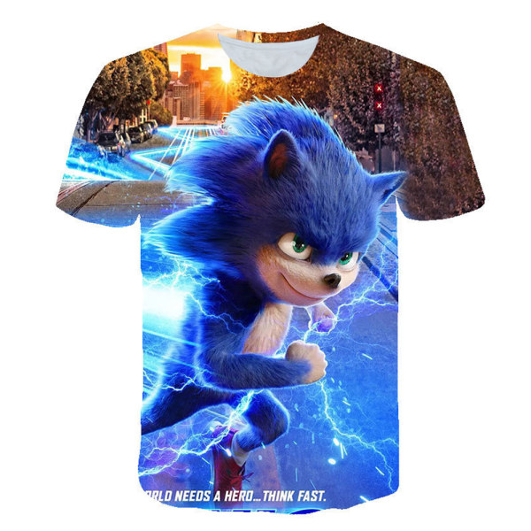 Barn Pojkar Sonic The Hedgehog 3D- print kortärmad T-shirt Type A 120cm