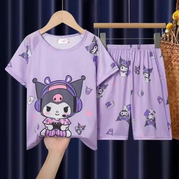 Barn Flickor Sött Kuromi Pyjamas Set Kortärmad Topp Shorts Loungewear Sovkläder #1 4-5Years