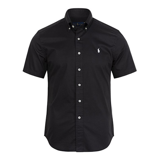 Ralph Lauren Herr Polotröja Kortärmad Broderad Skjorta Knappar Ner Broderad Kubansk Bröllopsskjorta Sommar Toppar Black M