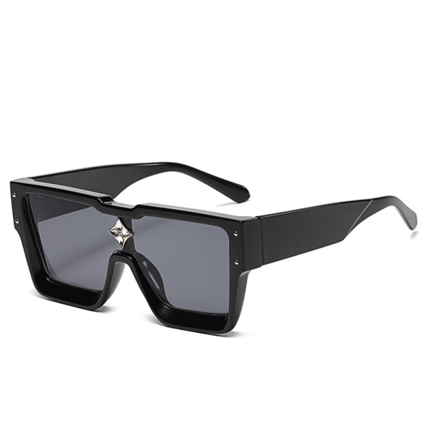Unisex Diamond Rice Nail Solglasögon Square Shades Resesolglasögon Black Frame Black Gray Lens