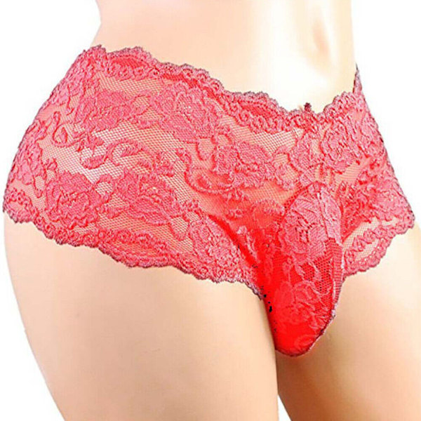 Herrarnas Sexiga G-String Underkläder Bikini Trosor Andningsbara Kalsonger Red 3XL