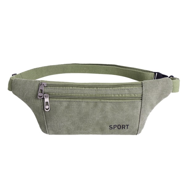 Bärbar Canvas Bum Bag Fanny Pack Midja Pengar Bälte Resa Bumbag Plånbok Pouch Green