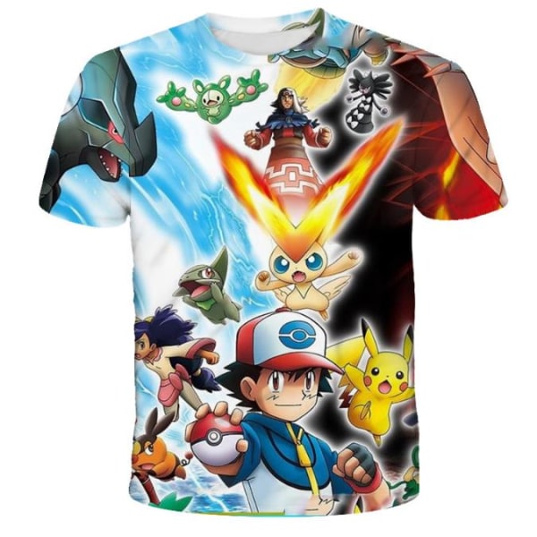 Ash Ketchum T-shirt Barn Pojkar Flickor Kortärmad Tröja Sommartoppar Skoltröja C 150cm