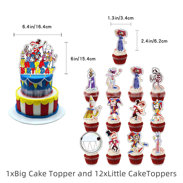 30st Banner Cake Toppers Ballonger Set The Amazing Digital Circus Party Supplies