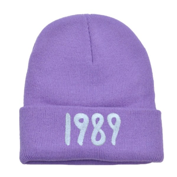 Kvinnor 1989 Taylor Swift Broderad mössa Stickad Mössa Vinter Hip Hop Döskalle Cap purple