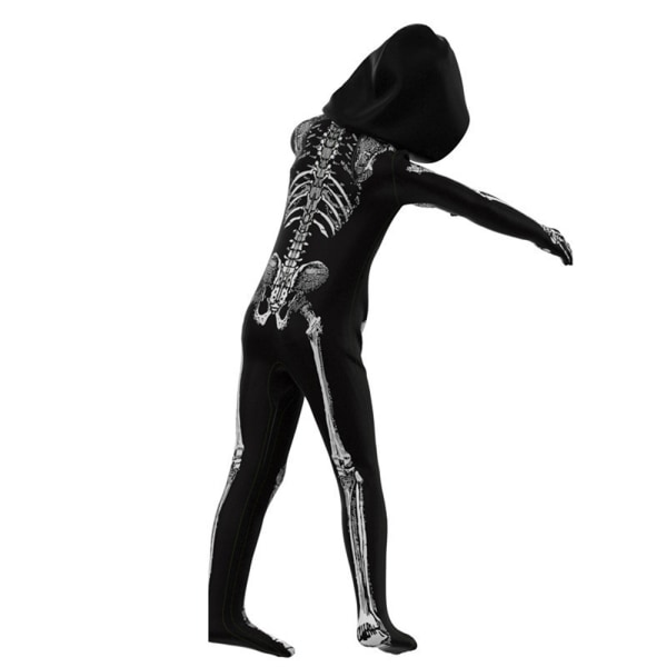 Mänskligt skelett kostym Halloween Cosplay Jumpsuits Set för fest 120cm