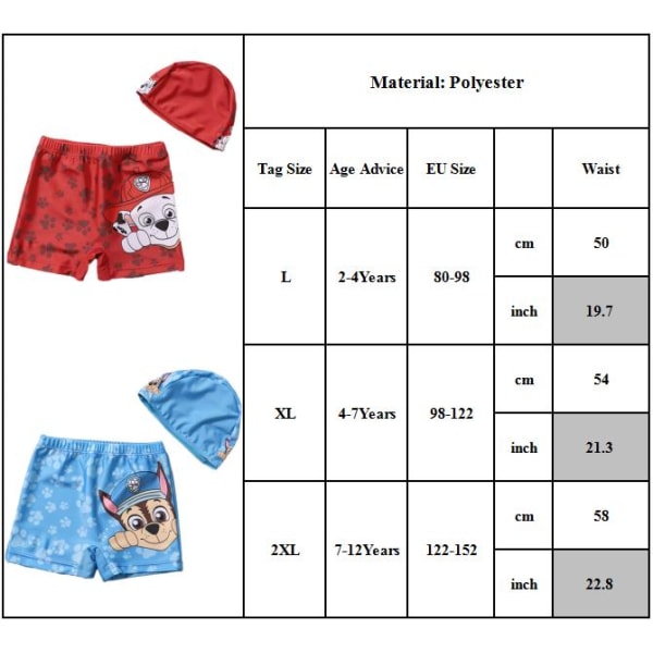 PAW Patrol Barn Pojkar Badbyxor Badkläder Underdelar Boardshorts Boxer Blue XL