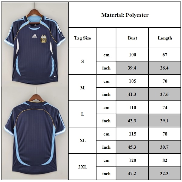 Argentina 2006 BORTSKJORTA Fotbollströja 2XL