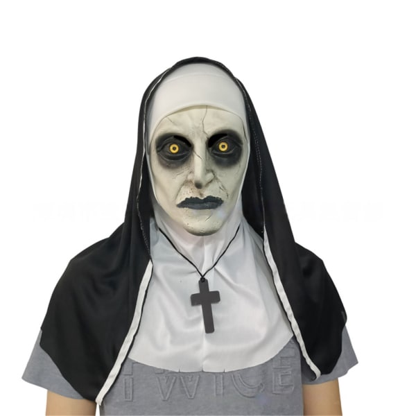 Skrämmande Halloween Nun Mask Latex Huvudbonader För Cosplay Party rekvisita D