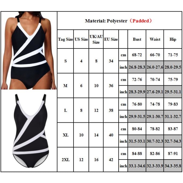 Dampatchwork randig sexig rygglös One Piece Bikini Badkläder Sommarbaddräkt M