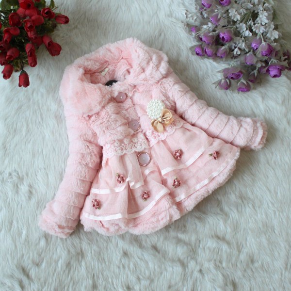 Toddler Kid Fluffig Fleece Coat Vinter Varma Knappar Fuskpäls Plysch Jacka Ytterkläder Pink 1-2 Years