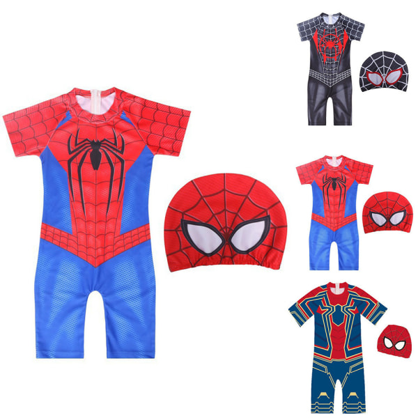 Spider-Man One Piece Baddräkt med cap Hatt Baddräkt för barn för pojkar C 130cm