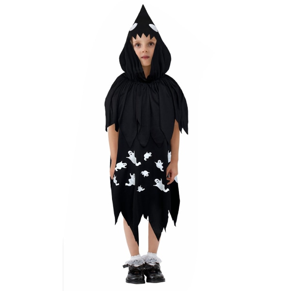 Spökdräkt för barn Halloween Cosplaydräkt Rollspelsdräkt black L