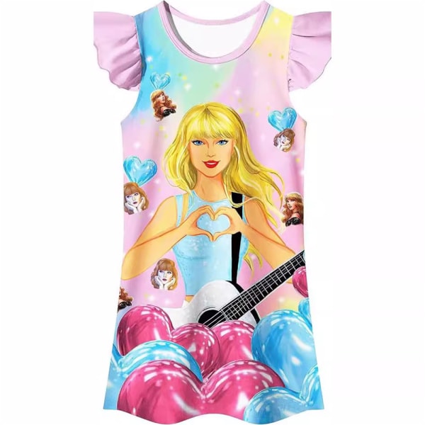 Barn Flickor Sångerska Taylor Swift Nattklänning Nattkläder Pyjamas Pyjamas Sommarklänning 130cm