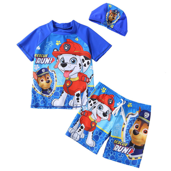 Barn Pojkar Paw Patrol Cosplay Badkläder Surfdräkt Top Shorts Cap Baddräkt Set Simdräkt 3XL