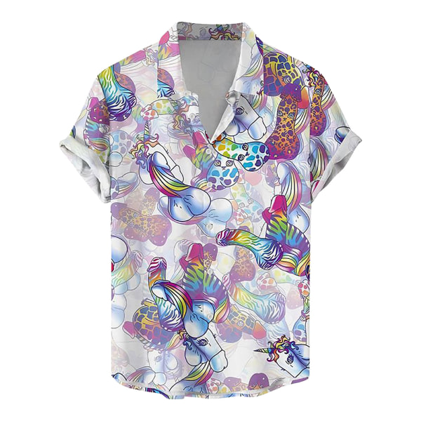 Herr Button Down-skjortor Roliga printed Hawaiian Beach Tops Nyhet Ugly Gag Gifts D 2XL