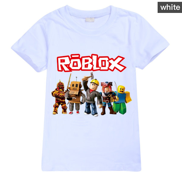 Roblox Pojkar T-shirt Tecknade Toppar Tee Barn Pojkar Flickor T-shirts Barnkläder Sommar Kortärmad White 140cm