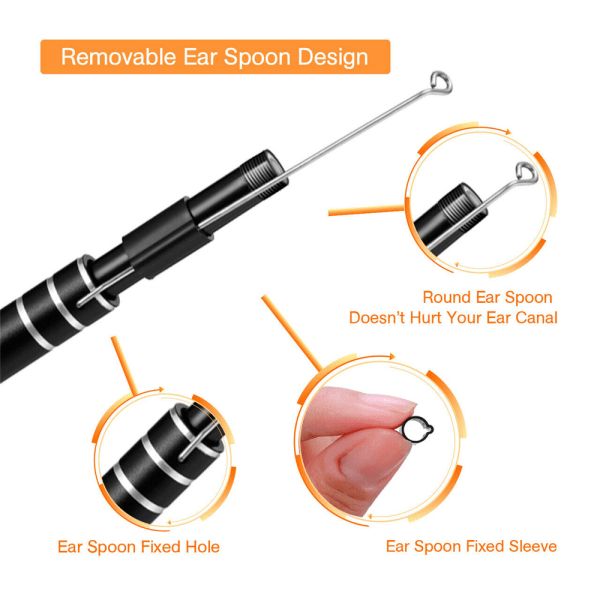 LED Endoskop Otoskop Öronkamera Scope Öronvaxborttagningssats