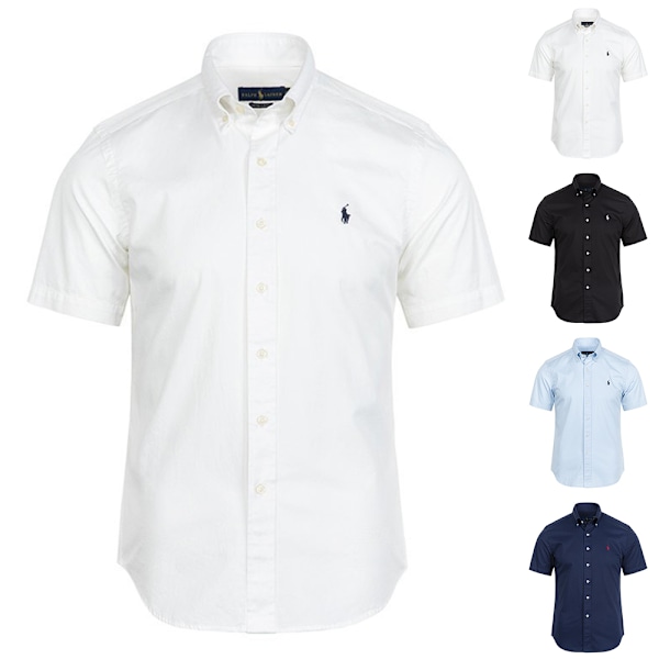 Ralph Lauren Herr Polotröja Kortärmad Broderad Skjorta Knappar Ner Broderad Kubansk Bröllopsskjorta Sommar Toppar White L