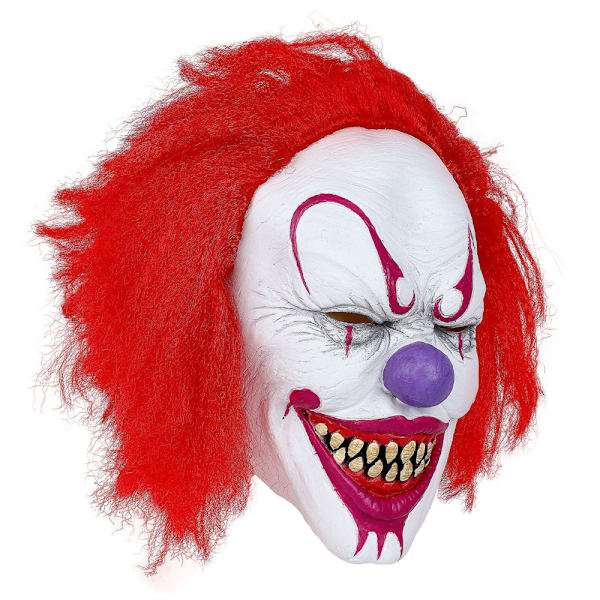 Läskig clownmask vuxen röd vit Halloween accessoarer vuxen män Halloween fest utklädning rollspel rekvisita