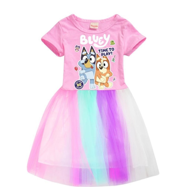 Barn Flickor Blueys Kostym Casual Holiday Princess Party Rainbow Tulle Tutu Dress Pink 110cm