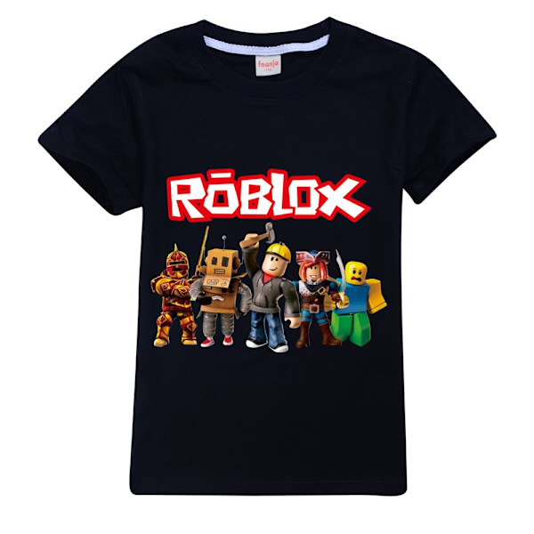 Roblox Pojkar T-shirt Tecknade Toppar Tee Barn Pojkar Flickor T-shirts Barnkläder Sommar Kortärmad Black 140cm
