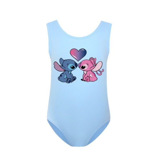 Barn Flickor Cartoon Stitch Badkläder Simdräkt Baddräkt Snabbtorka badkläder Sky Blue 160cm