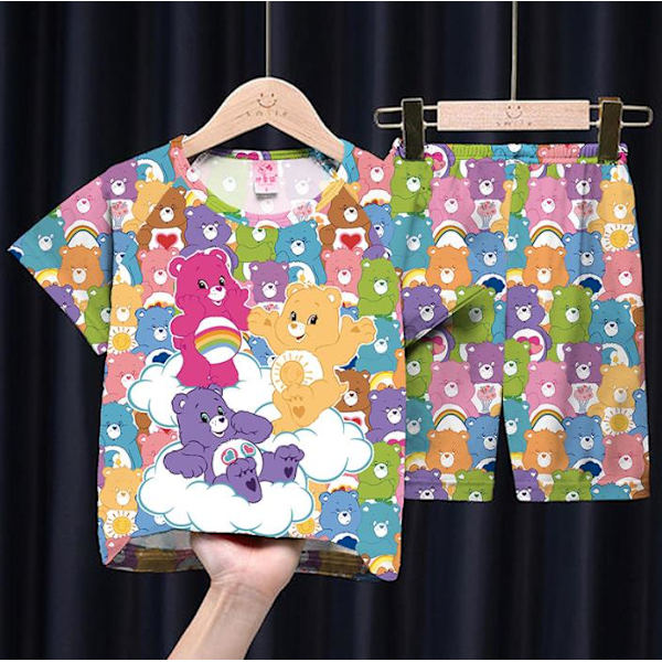 Barn Flickor Care Bears Kortärmade Toppar Shorts Sommar Pyjamas Set Nattkläder #3 9-12Yeears