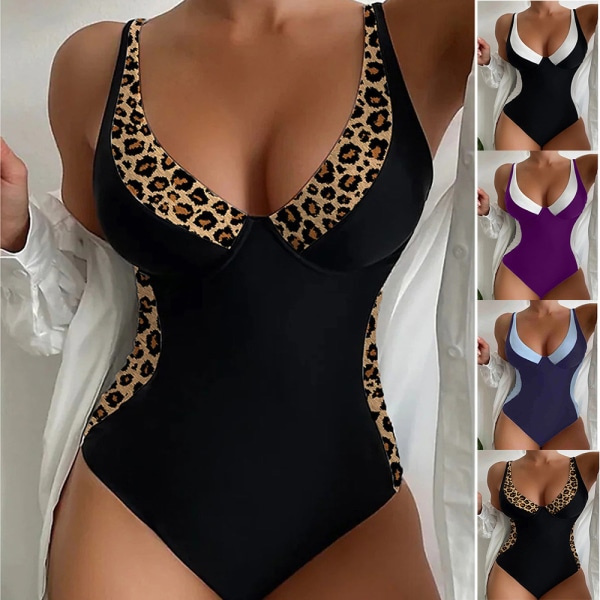 Tie Dye 3D printed bikinibaddräkt i ett stycke för sommarbaddräkt Leopard M