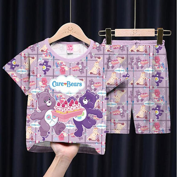 Barn Flickor Care Bears Kortärmade Toppar Shorts Sommar Pyjamas Set Nattkläder #1 7-9Years