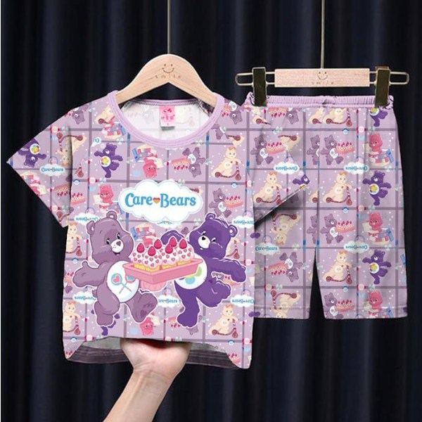 Barn Flickor Care Bears Kortärmade Toppar Shorts Sommar Pyjamas Set Pjs Sleepwear #1 9-12Yeears