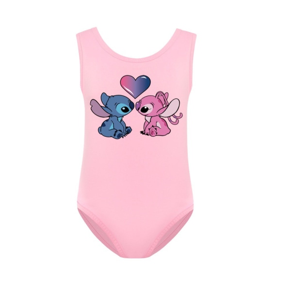 Barn Flickor Cartoon Stitch Badkläder Simdräkt Baddräkt Snabbtorka badkläder Pink 130cm