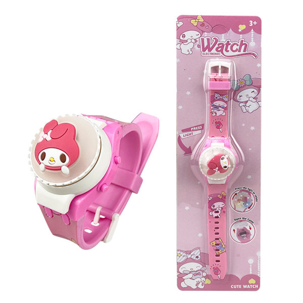 Barn Söt Sanrio Kuromi Melody Roterande Flip Cover Armbandsur Toy Girls Watch Melody