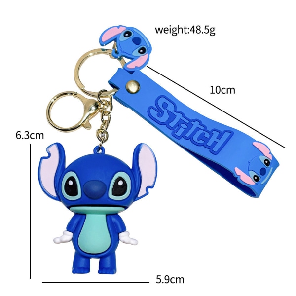 Lilo & Stitch nyckelring 3D-figur för barn - söt plånbok, ryggsäck, väska och bilhängsdekoration D