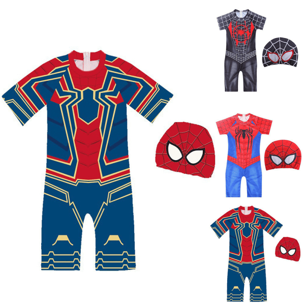 Spider-Man One Piece Baddräkt med cap Hatt Baddräkt för barn för pojkar C 130cm