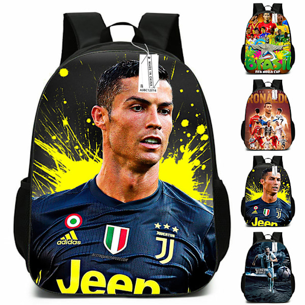 Barn Pojkar Flickor Fotboll VM CR7 Ronaldo Ryggsäck Studenter Skolväska Reseryggsäck D 29*16*42cm