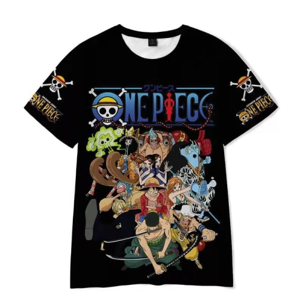 Kid's Anime ONE PIECE Luffy Casual 3D T-shirt Kortärmad T-tröja Presenter A 140cm