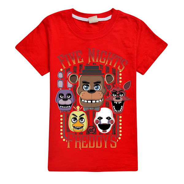 Barn FNAF Five Nights at Freddy's Tryckt T-shirt Pojkar Flickor Kortärmad Sommar Red 130cm