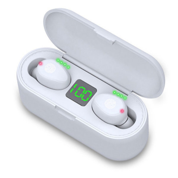 Bluetooth 5.0 Headset TWS Trådlösa hörlurar Mini hörlurar White