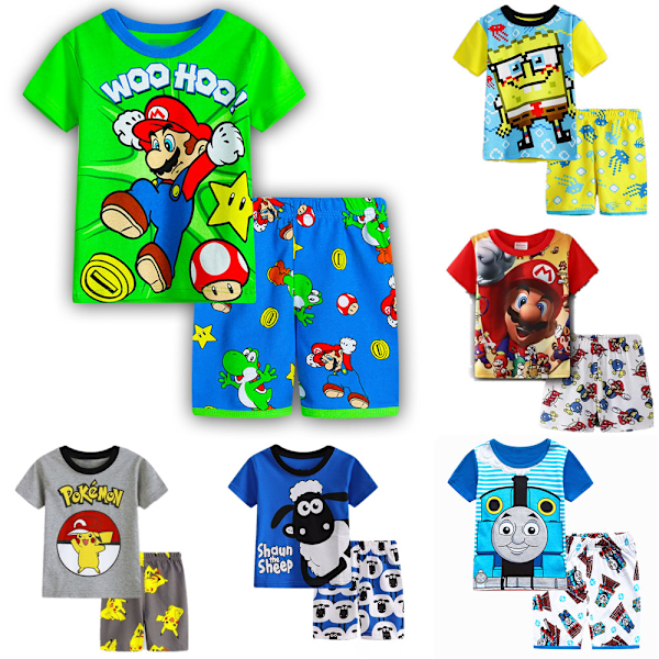 Tecknade Pojkar Pyjamas Barn Pojkar Flickor 2st Set Kortärmad Tryck Toppar+ Shorts Tryckta Kläder Pyjamas & Vardagskläder Barnpresent #1 95cm