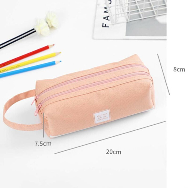 Student dubbla lager case väska Stor kapacitet Canvas Dark Grey