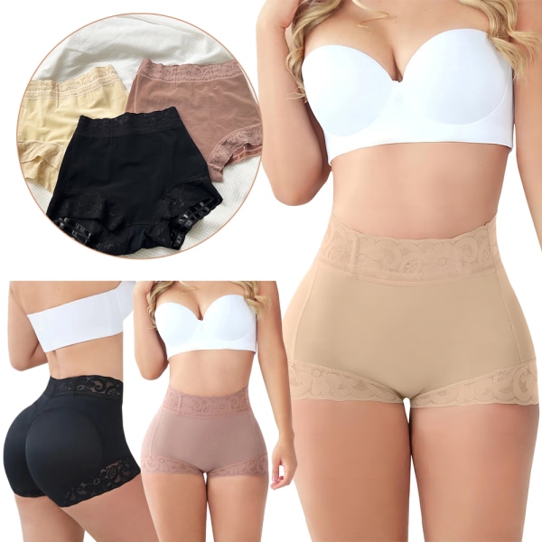 Kvinnors hög midja Höftlyft Mage Kontrollbyxor Kroppsformande Shapewear Underkläder Black L