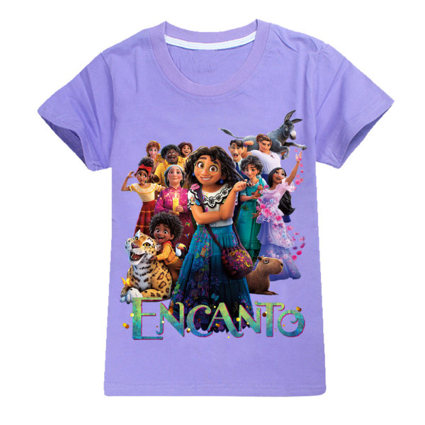 Girls Encanto Shirt Sunmmer kortärmad T-shirt Tee Tops Purple 120cm