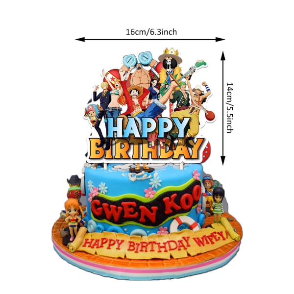 One Piece Tema Grattis på födelsedagen Party Supply Banner Cake Toppers Ballonger Decors