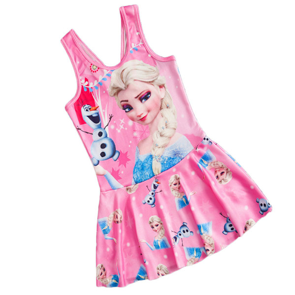 Barn Frozen Elsa Badkläder Tankini Bikini Kostym Simbaddräkt Strandkläder Pink M