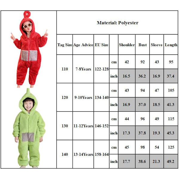 Anime Teletubbies Barn Jul Pojkar Flickor Sovkläder Jumpsuit purple 120cm