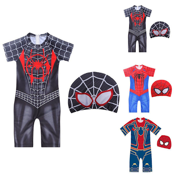 Spider-Man One Piece Baddräkt med cap Hatt Baddräkt för barn för pojkar B 130cm