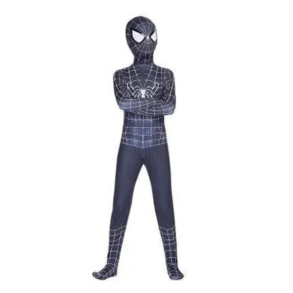Kid Spiderman Superhjälte Cosplay Kostym Jumpsuit Finklänning black 11-12 Years / 146-152