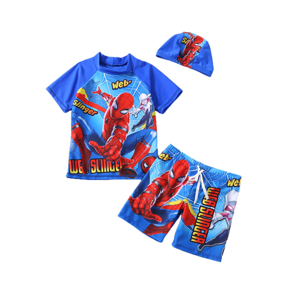 Kid 3-delat set Baddräkt Superhjälte Badkläder Simdräkt Spiderman A 3-4Years