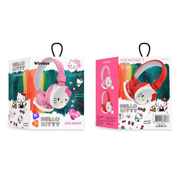Tecknad Katie Cat Trådlösa Bluetooth hörlurar Barnhörlurar Musikspel Headset Julpresent Pink